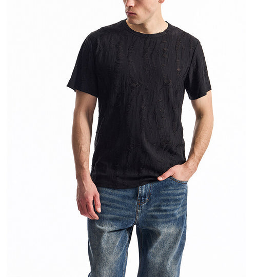 Herren T-Shirt mit einzigartigem Design und strukturierten Stoff Heidi-Mode