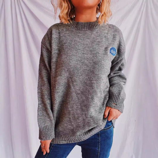Damen pullover mit bunten Stickmotiven und lässigem Schnitt Heidi-Mode