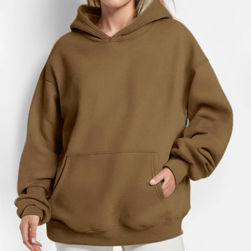 Damen Lockere Kapuzenpullover aus weichem Fleece mit Kängurutasche Heidi-Mode