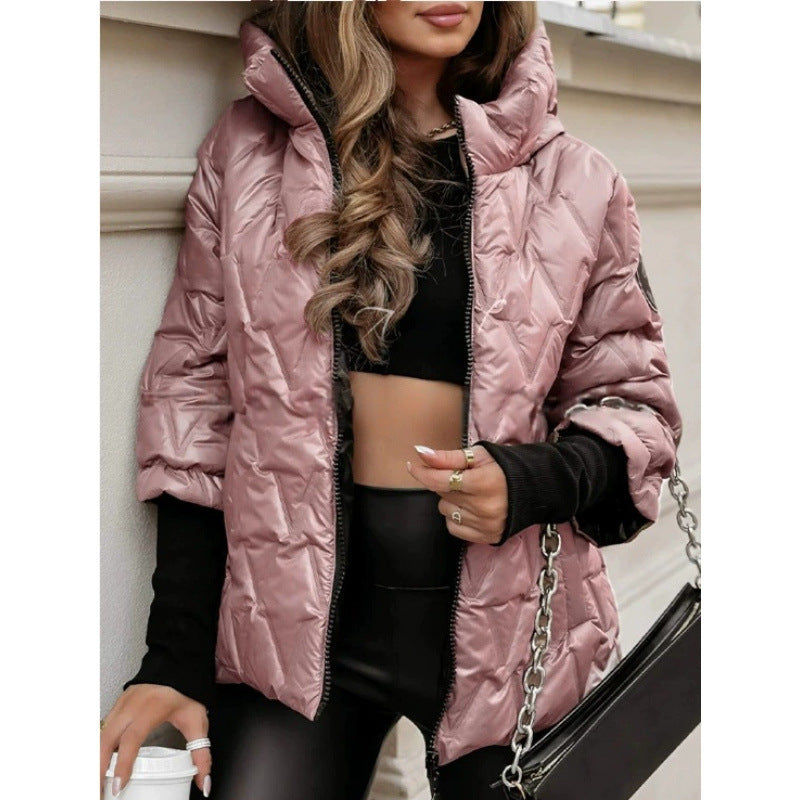 Damen Steppjacke mit hohem Kragen und beschichtetem Obermaterial Heidi-Mode