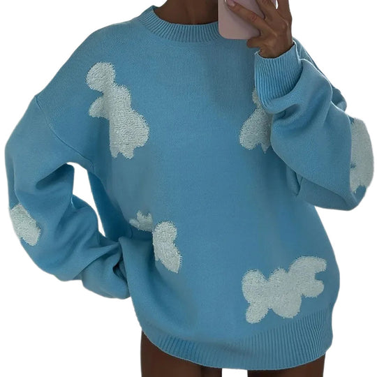 Damen lässiger Pullover mit wolkenartigen Mustern Heidi-Mode