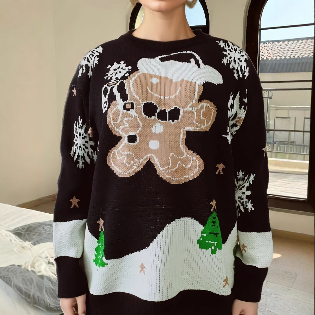 Damen Weihnachtspullover mit festlichem Lebkuchenmotivat Heidi-Mode
