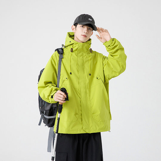 Herren Windbreaker-Jacke mit verstellbarem Kapuzenkragen und praktischen Taschen Heidi-Mode