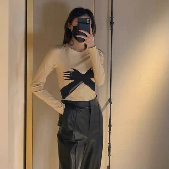 Damen Longsleeve mit kreativen Grafik-Design Heidi-Mode