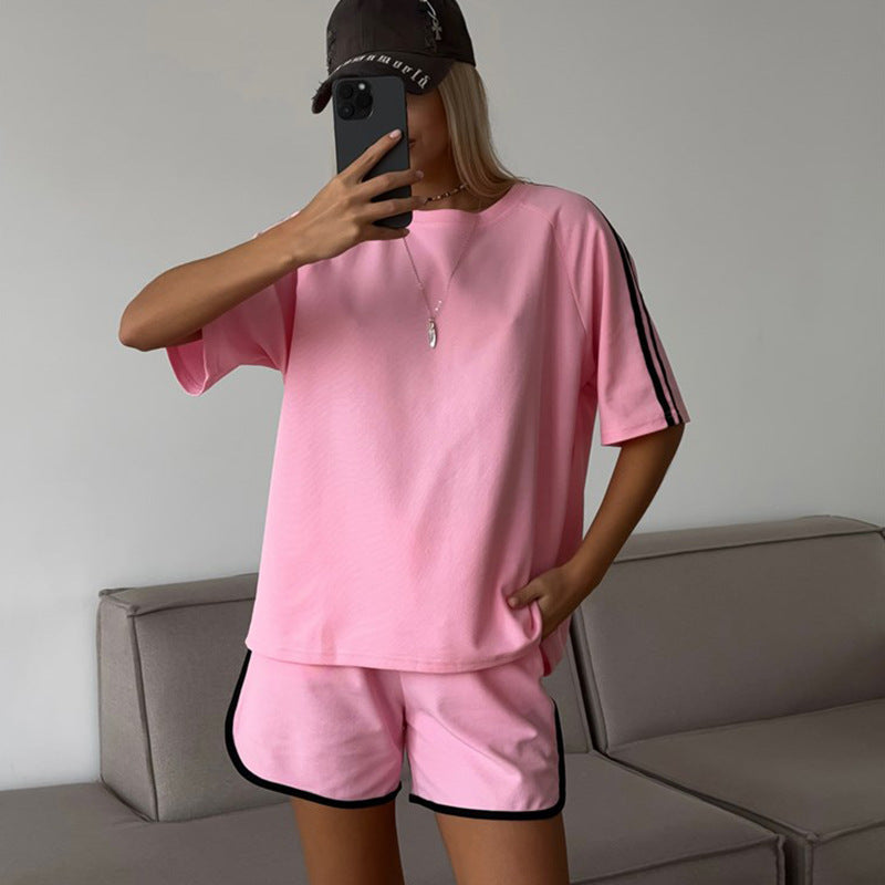Damen lässiges Sportset mit kontrastierenden Akzenten Heidi-Mode