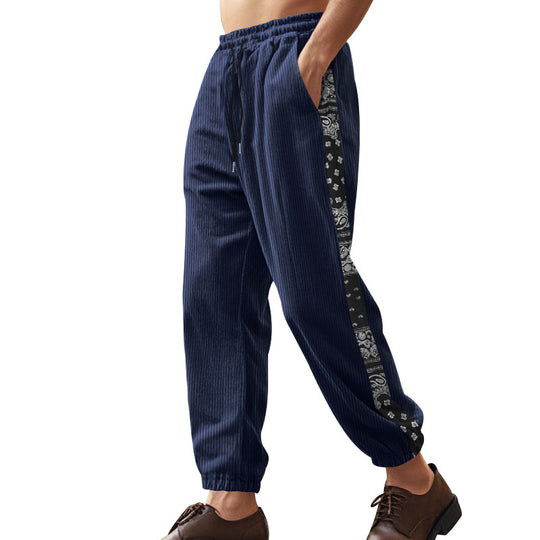 Herren Freizeit-Hose mit elastischem Bund und stylischem Bandana-Design Heidi-Mode