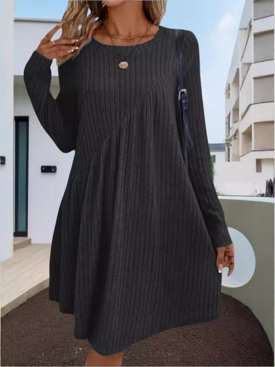 Damen lässiges Ripp-Kleid mit asymmetrischem Design Heidi-Mode
