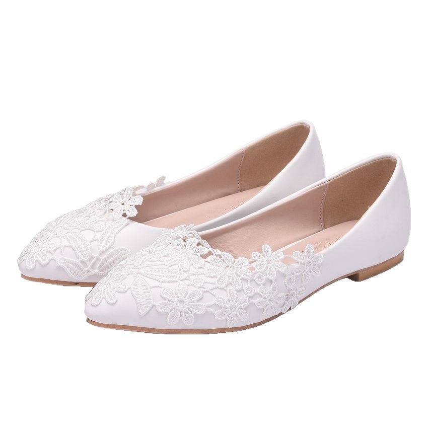 Damen Elegante Ballerinas mit filigraner Blumenstickerei Heidi-Mode