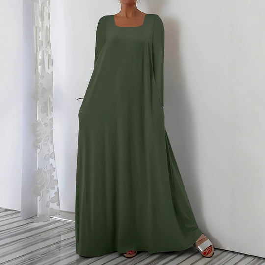 Damen Weit geschnittenes Maxikleid mit praktischen Taschen Heidi-Mode