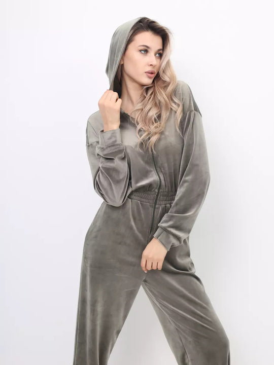 Damen Gemütlicher Fleece-Jumpsuit mit modernem Schnitt und praktischen Taschen Heidi-Mode