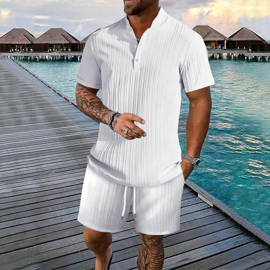 Herren stilvolle Kurzarm Polohemd und Shorts Set Heidi-Mode