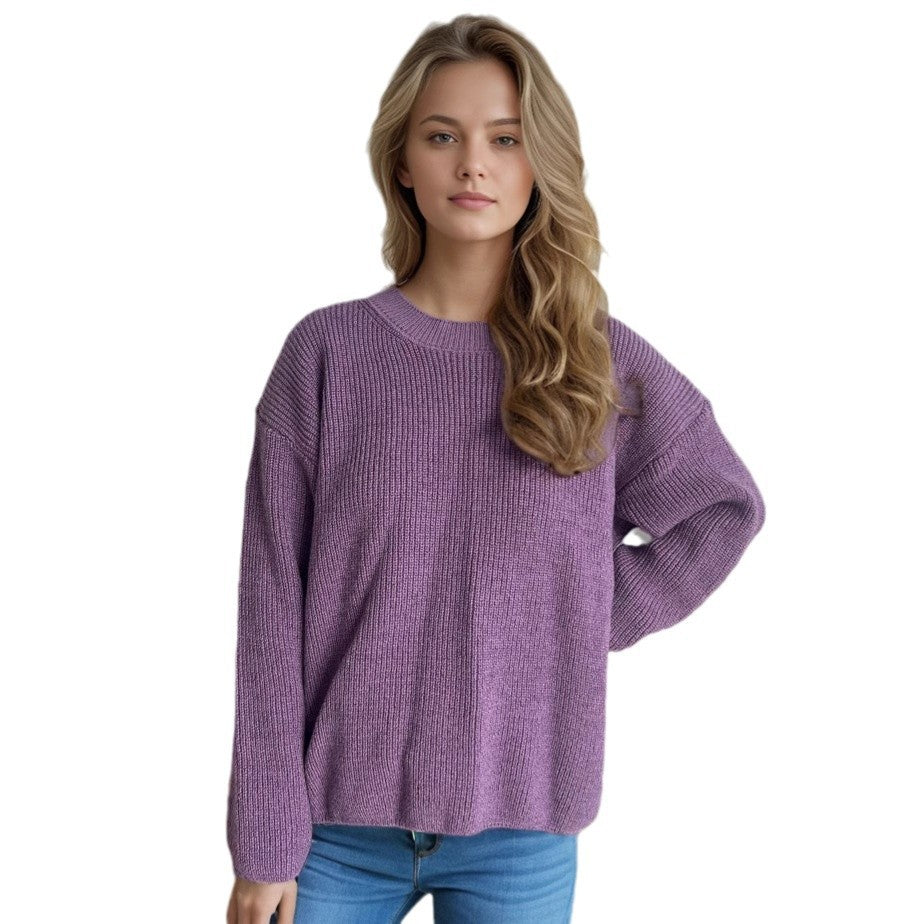 Damen lässiger Strickpullover mit großzügigem Schnitt und angenehmer Textur Heidi-Mode