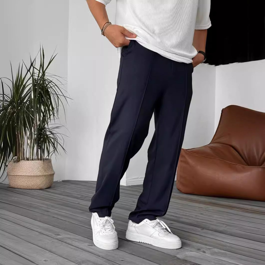 Herren elegante und bequeme Chinohose mit Falten Heidi-Mode