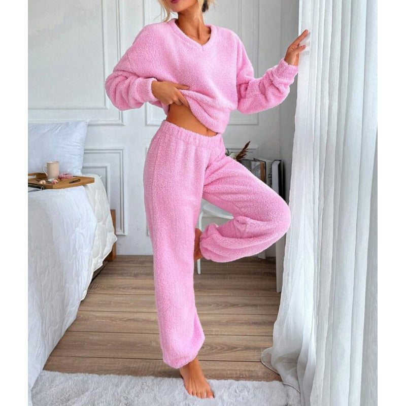 Damen Kuscheliges Fleece-Lounge-Set mit elastischem Bund Heidi-Mode