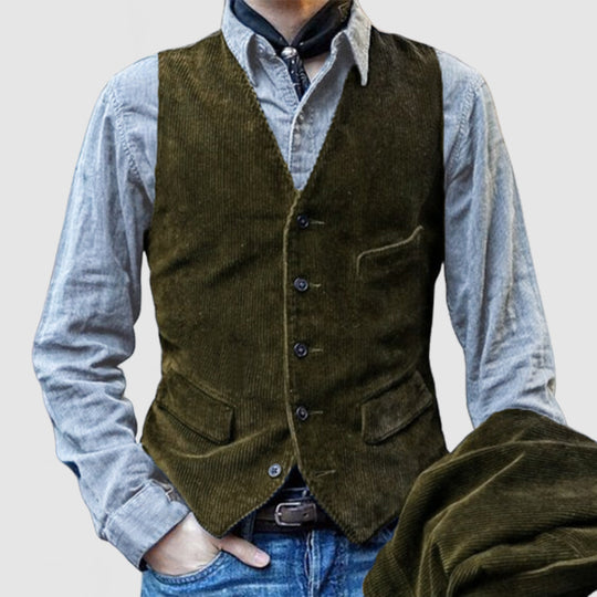 Herren Weste im klassischen Kord-Design mit eleganten Taschen und hochwertiger Verarbeitung Heidi-Mode