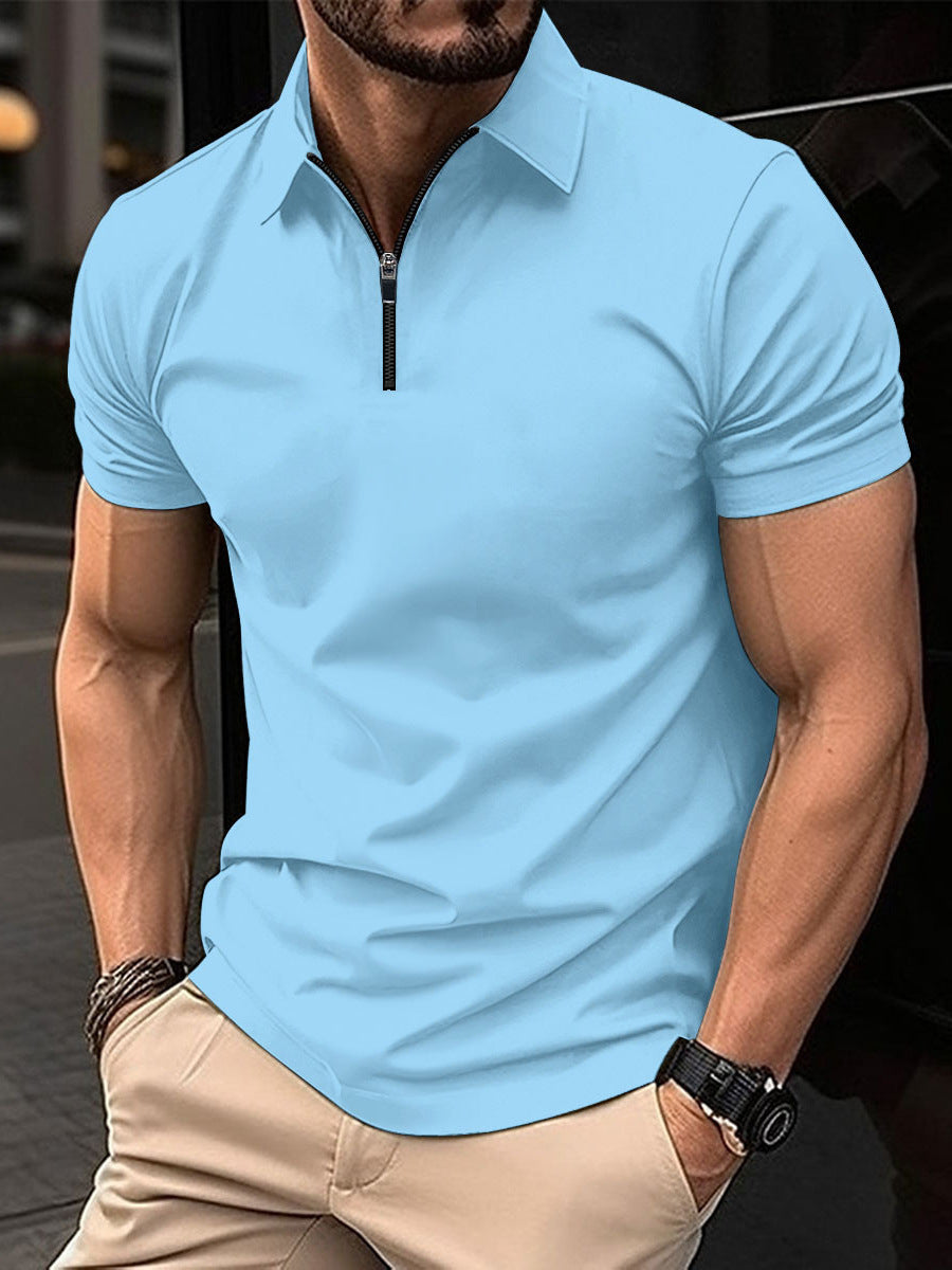 Herren Funktionspoloshirt mit modernem Reißverschluss und atmungsaktiven Eigenschaften Heidi-Mode