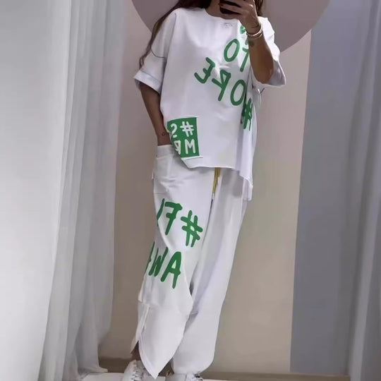 Damen lässiger Oversized Sweater und Jogginghose-Set Heidi-Mode