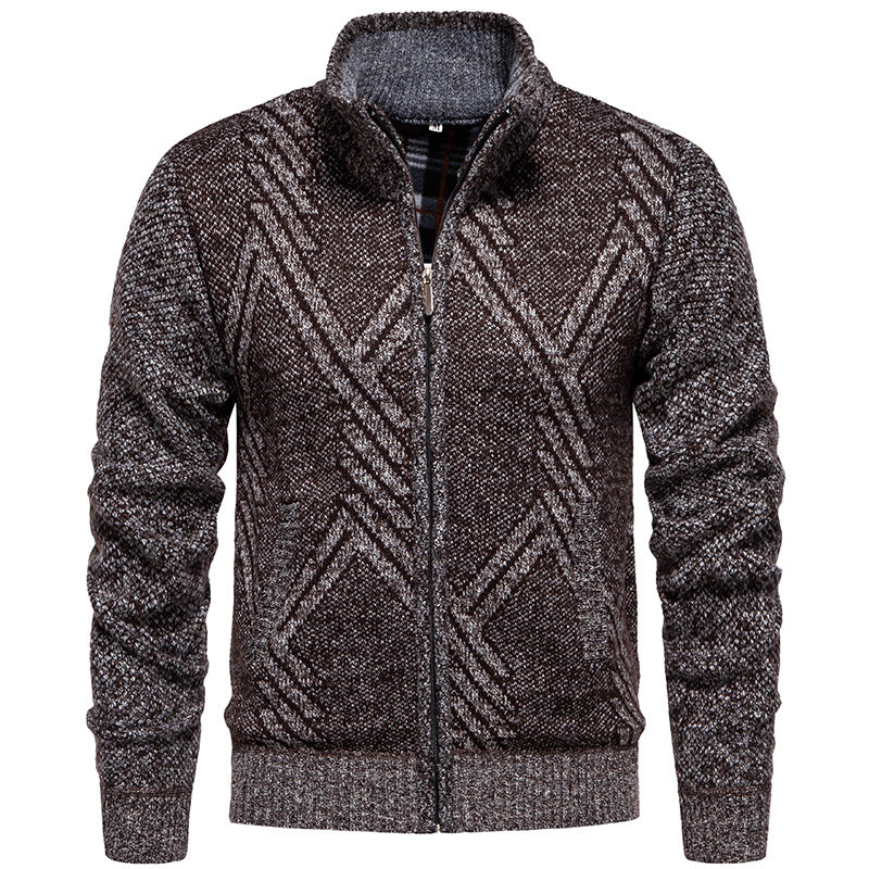 Herren sportliche Strickjacke mit modernem Zopfmuster Heidi-Mode