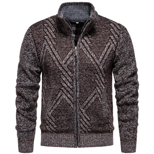 Herren sportliche Strickjacke mit modernem Zopfmuster Heidi-Mode