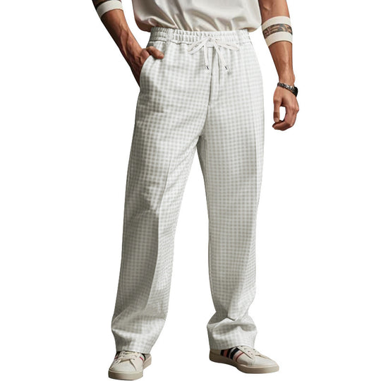 Herren Karierte Freizeit-Hose mit elastischem Bund und praktischen Taschen Heidi-Mode