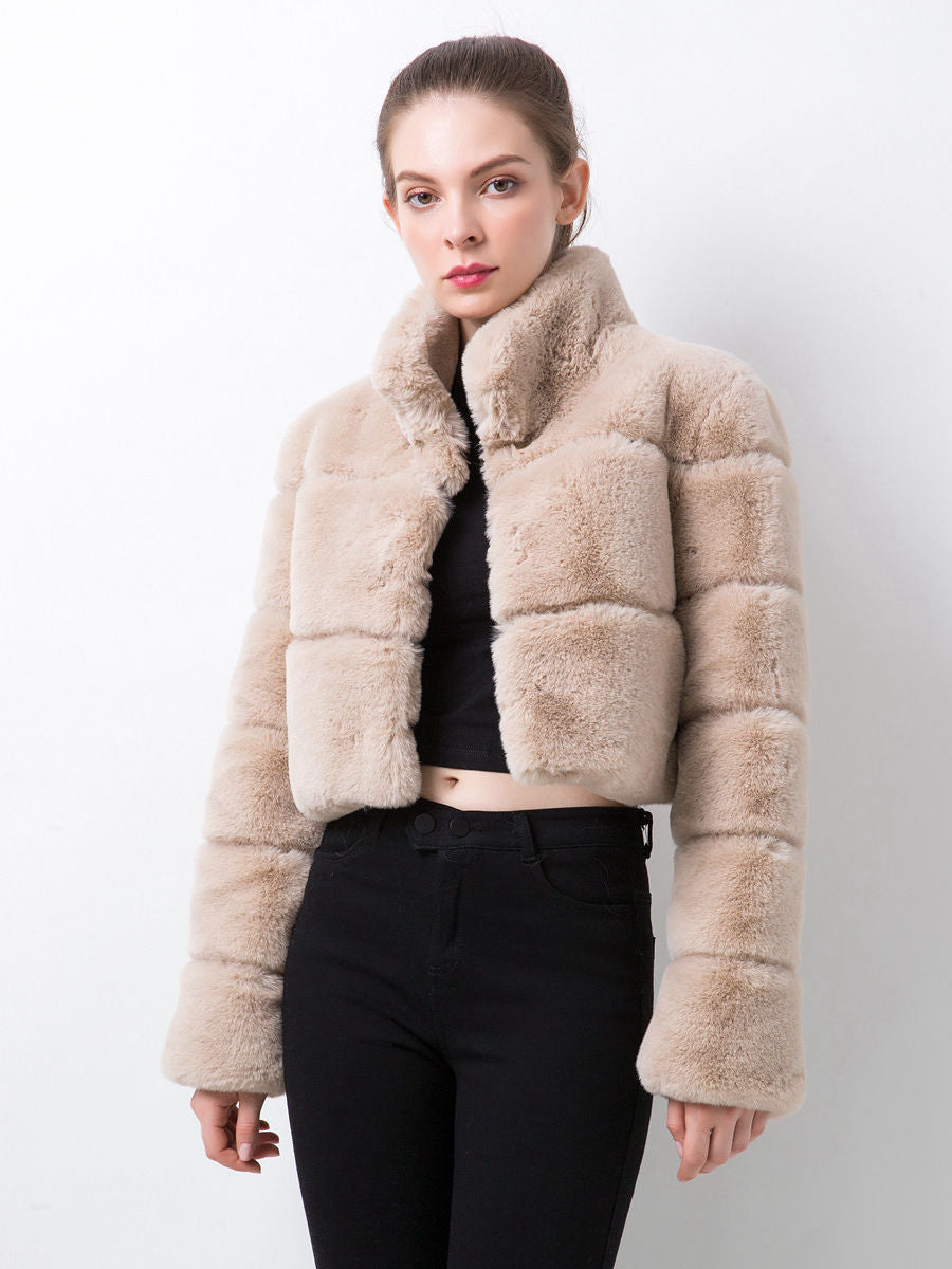 Damen modische kurze Kunstpelzjacke Heidi-Mode