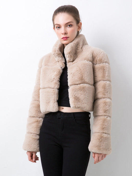 Damen modische kurze Kunstpelzjacke Heidi-Mode