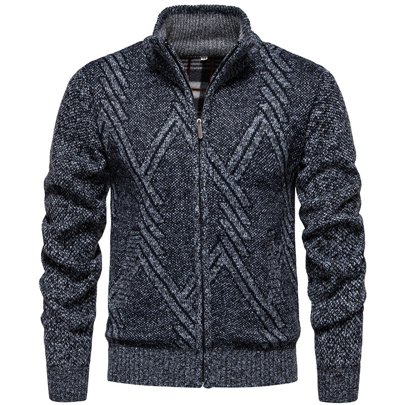 Herren sportliche Strickjacke mit modernem Zopfmuster Heidi-Mode