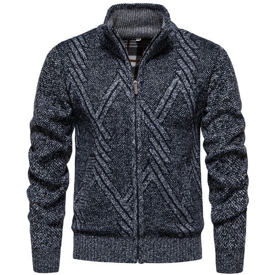 Herren sportliche Strickjacke mit modernem Zopfmuster Heidi-Mode