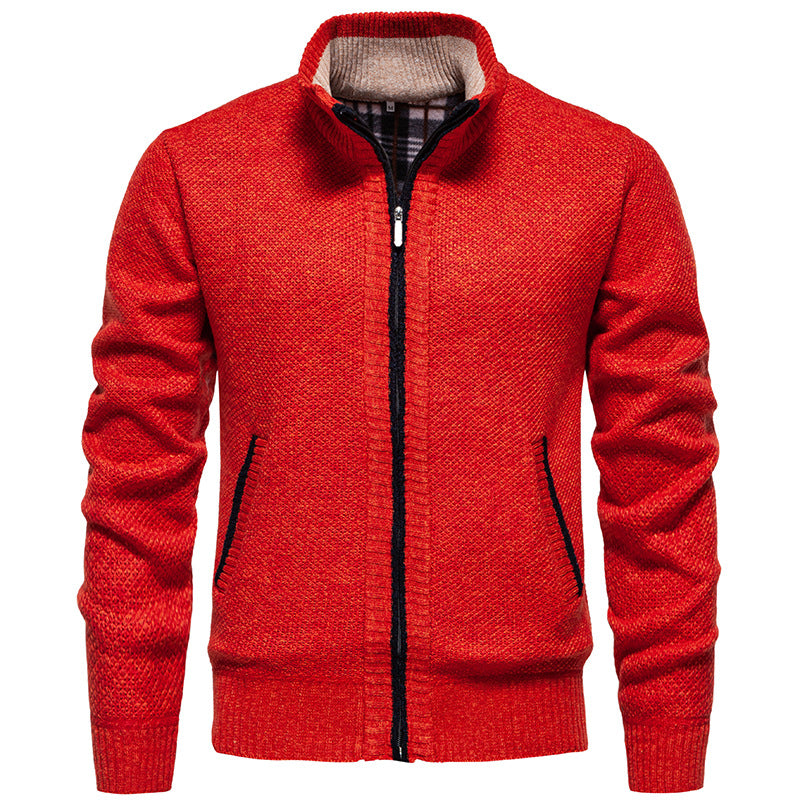 Herren sportliche Strickjacke mit Stehkragen Heidi-Mode