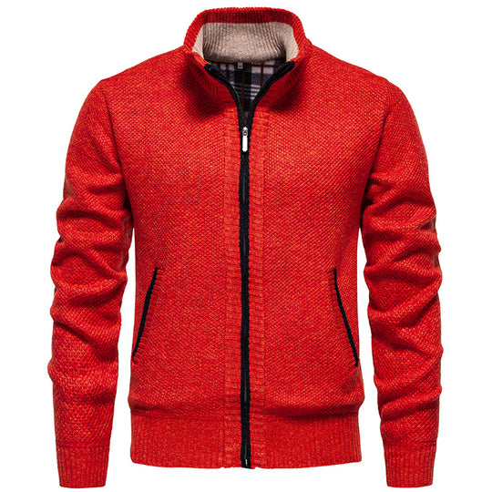 Herren sportliche Strickjacke mit Stehkragen Heidi-Mode