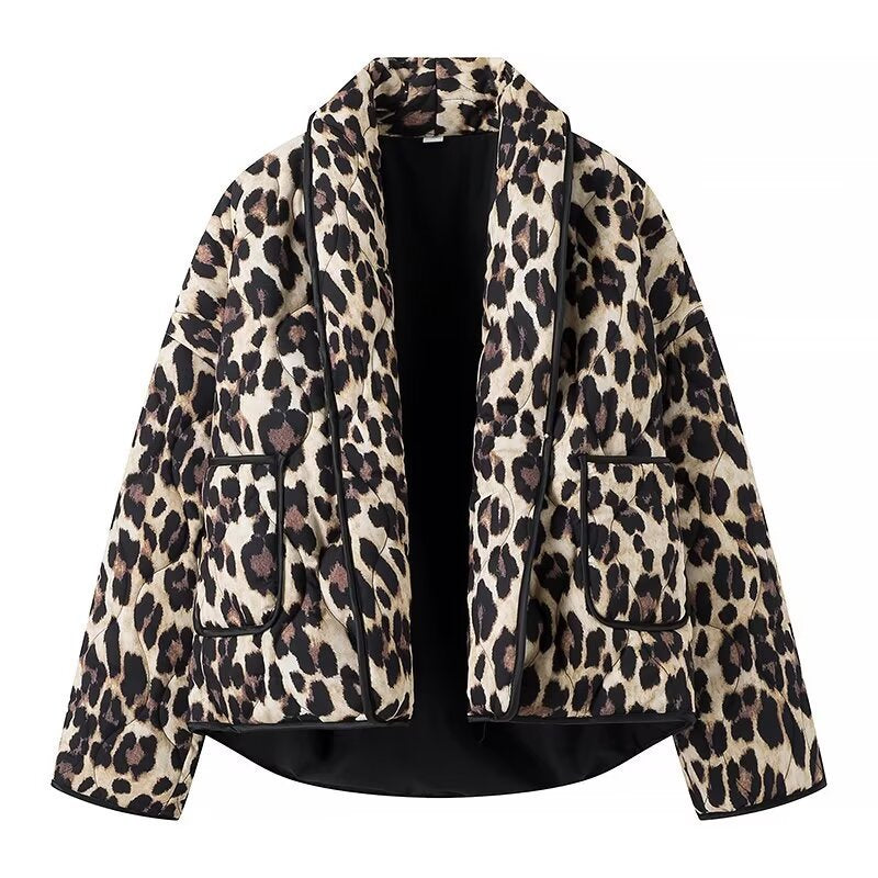 Damen Steppjacke im eleganten Leopardenmuster Heidi-Mode