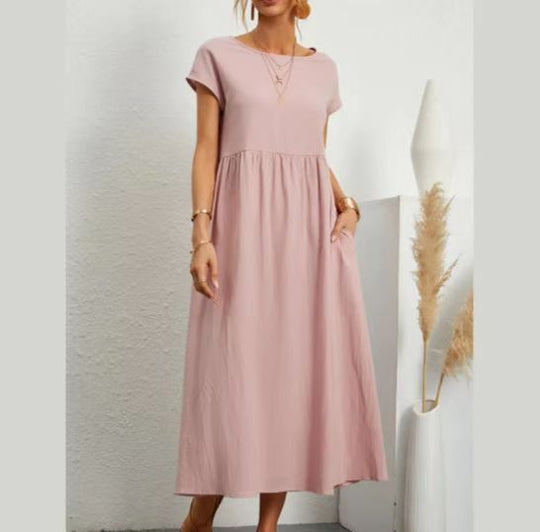 Damen lässiges Maxikleid mit praktischem Taschen und fließendem Schnitt Heidi-Mode