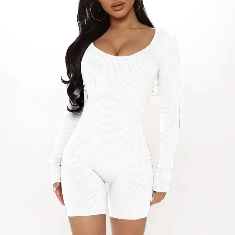 Damen Langarm Jumpsuit mit figurformendem Schnitt und Rippstruktur Heidi-Mode