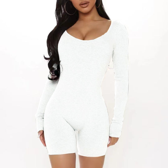 Damen Langarm Jumpsuit mit figurformendem Schnitt und Rippstruktur Heidi-Mode