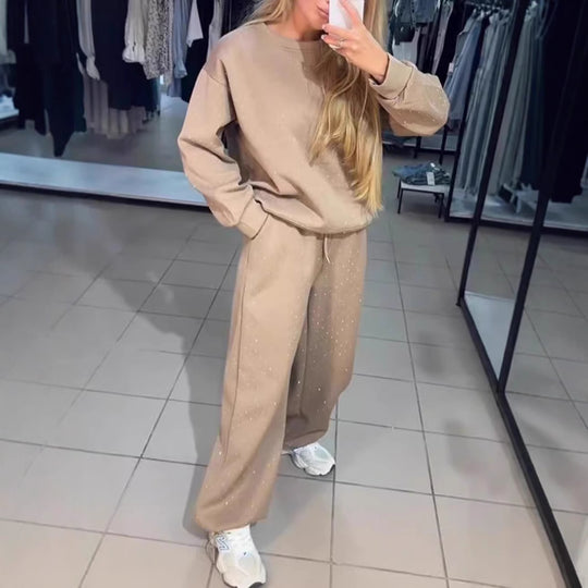 Damen Sportliches Lounge-Set mit gepunktetem Muster und elastischem Bund Heidi-Mode
