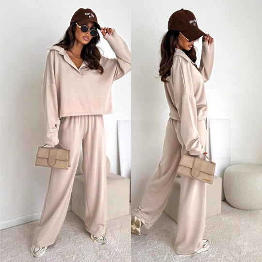Damen lässiger Poloshirt-Jumpsuit mit Hohem Kragen und lockerem Schnitt Heidi-Mode