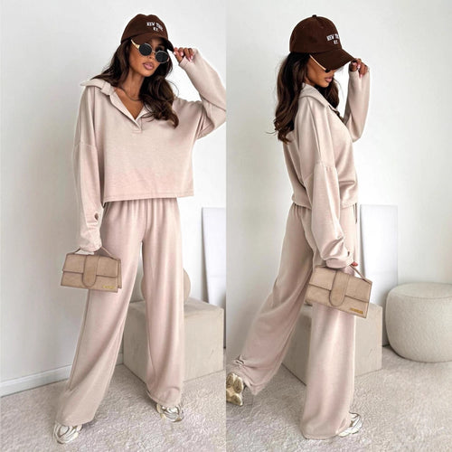 Damen lässiger Poloshirt-Jumpsuit mit Hohem Kragen und lockerem Schnitt Heidi-Mode