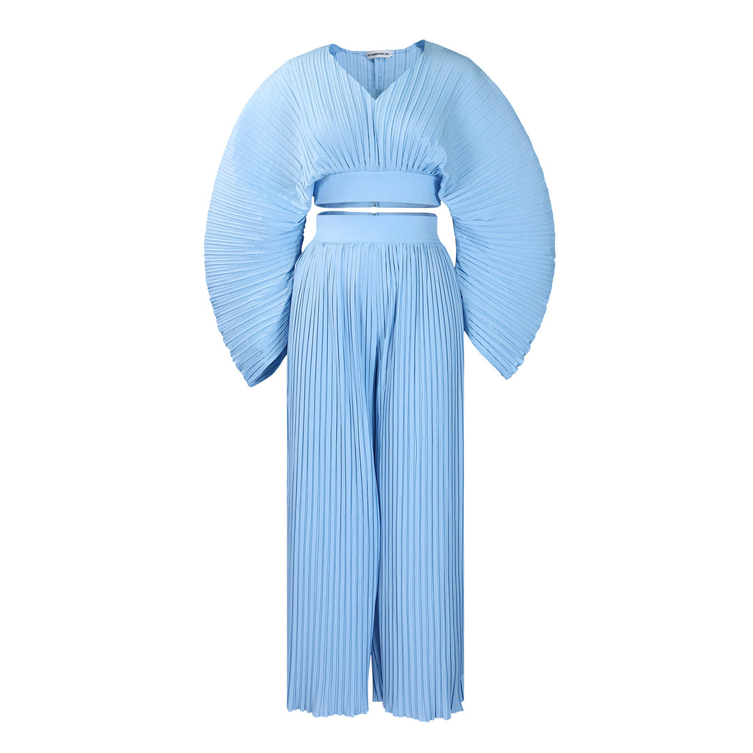 Damen Plissierter Jumpsuit mit Oversize-Ärmeln Heidi-Mode