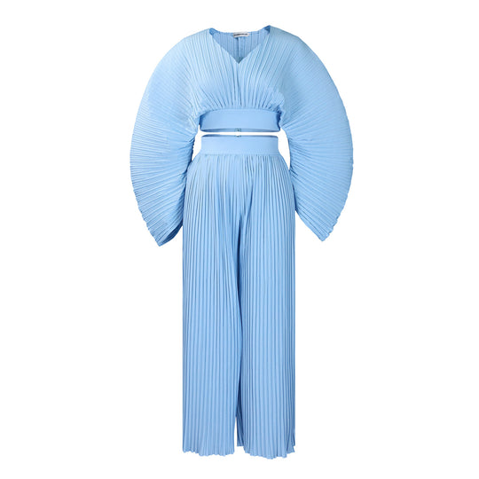 Damen Plissierter Jumpsuit mit Oversize-Ärmeln Heidi-Mode