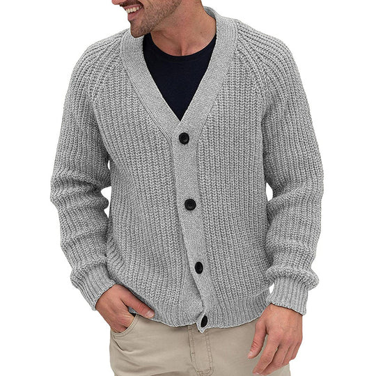 Herren modische Strickjacke mit tiefem V-Ausschnitt und strukturierter Oberfläche Heidi-Mode