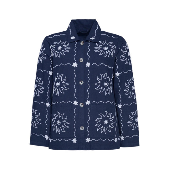 Damen Bomberjacke mit floralem Print und Knopfverschluss Heidi-Mode