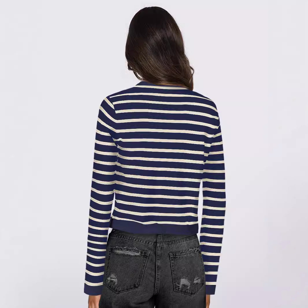 Damen gestreifte Kurzjacke Heidi-Mode