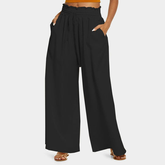 Damen Weite Sommerhose mit elastischem Bund und Raffungsdetails Heidi-Mode