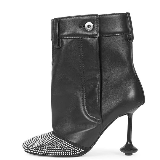 Damen High-Heel Stiefeletten mit Strass-Akzent Heidi-Mode