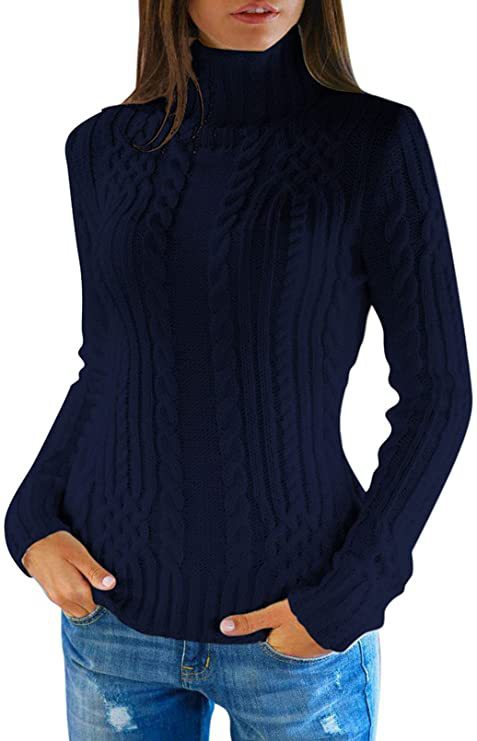 Damen Pullover mit Stehkragen und strukturiertem Strickdesign Heidi-Mode