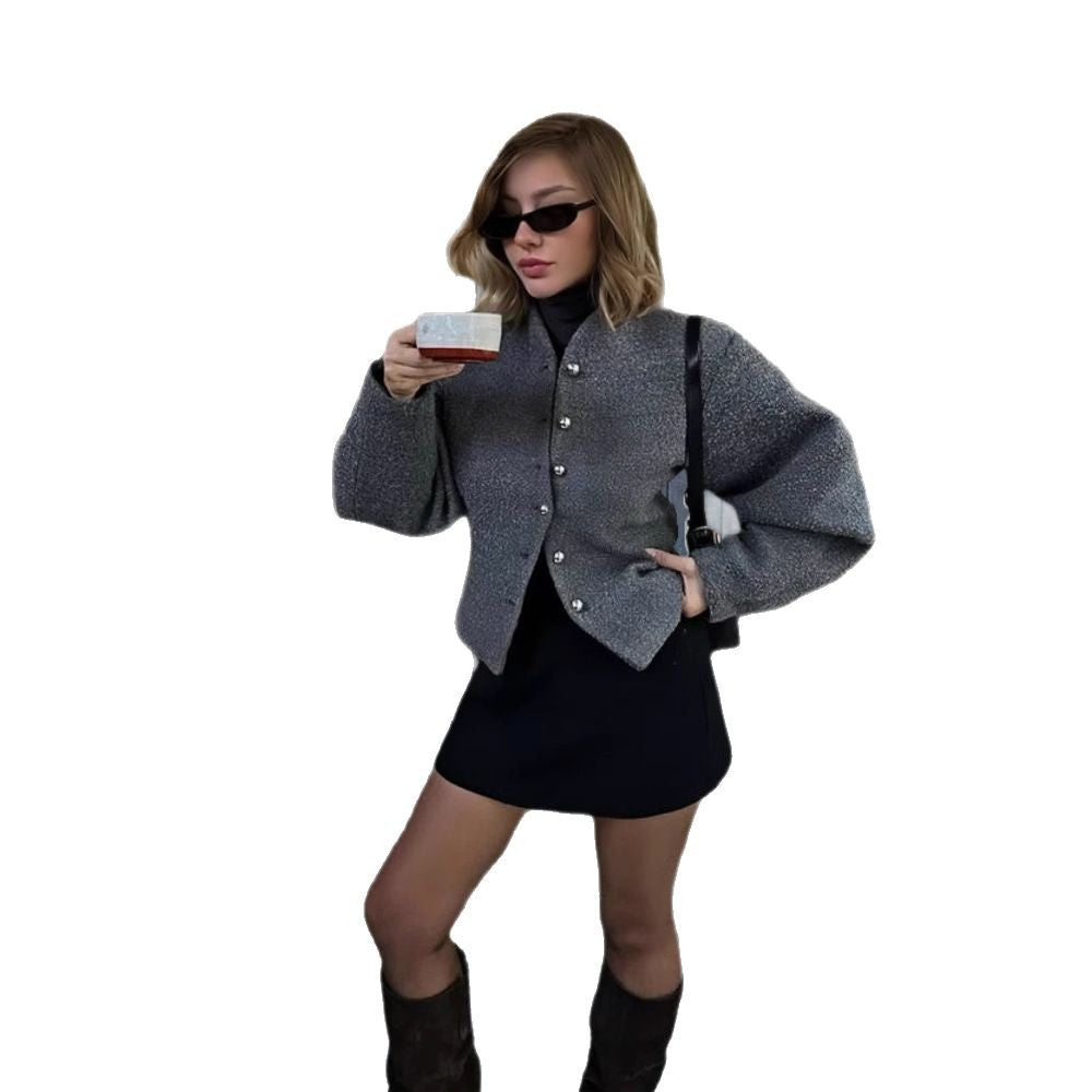 Damen Chice Überwurfjacke mit strukturiertem Design und eleganten Knöpfen Heidi-Mode