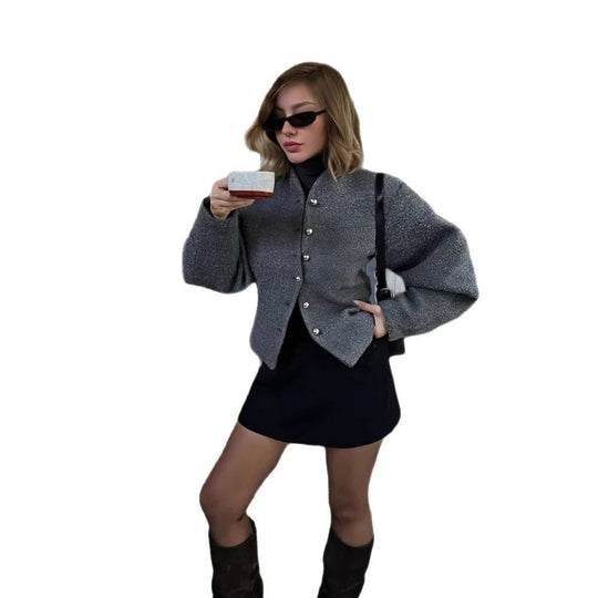 Damen Chice Überwurfjacke mit strukturiertem Design und eleganten Knöpfen Heidi-Mode