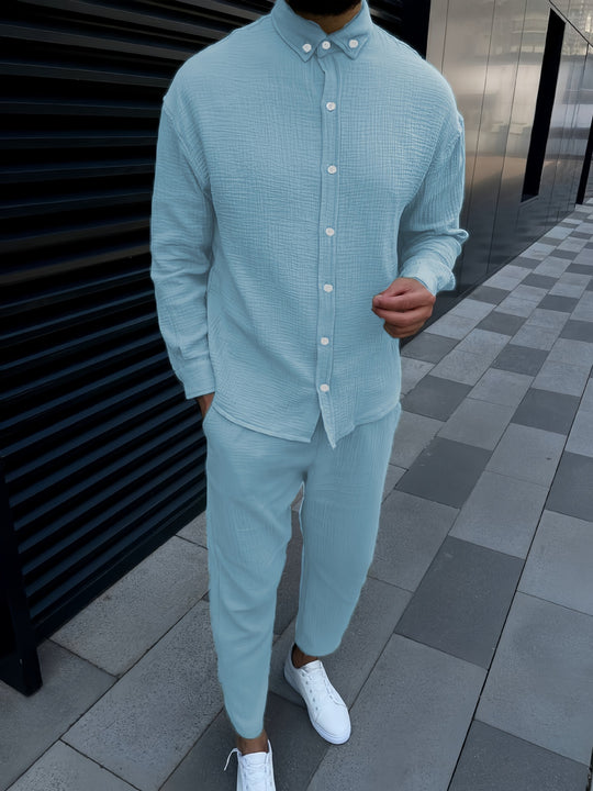 Herren Freizeithemd mit strukturiertem Stoff und elegantem Kragen Heidi-Mode