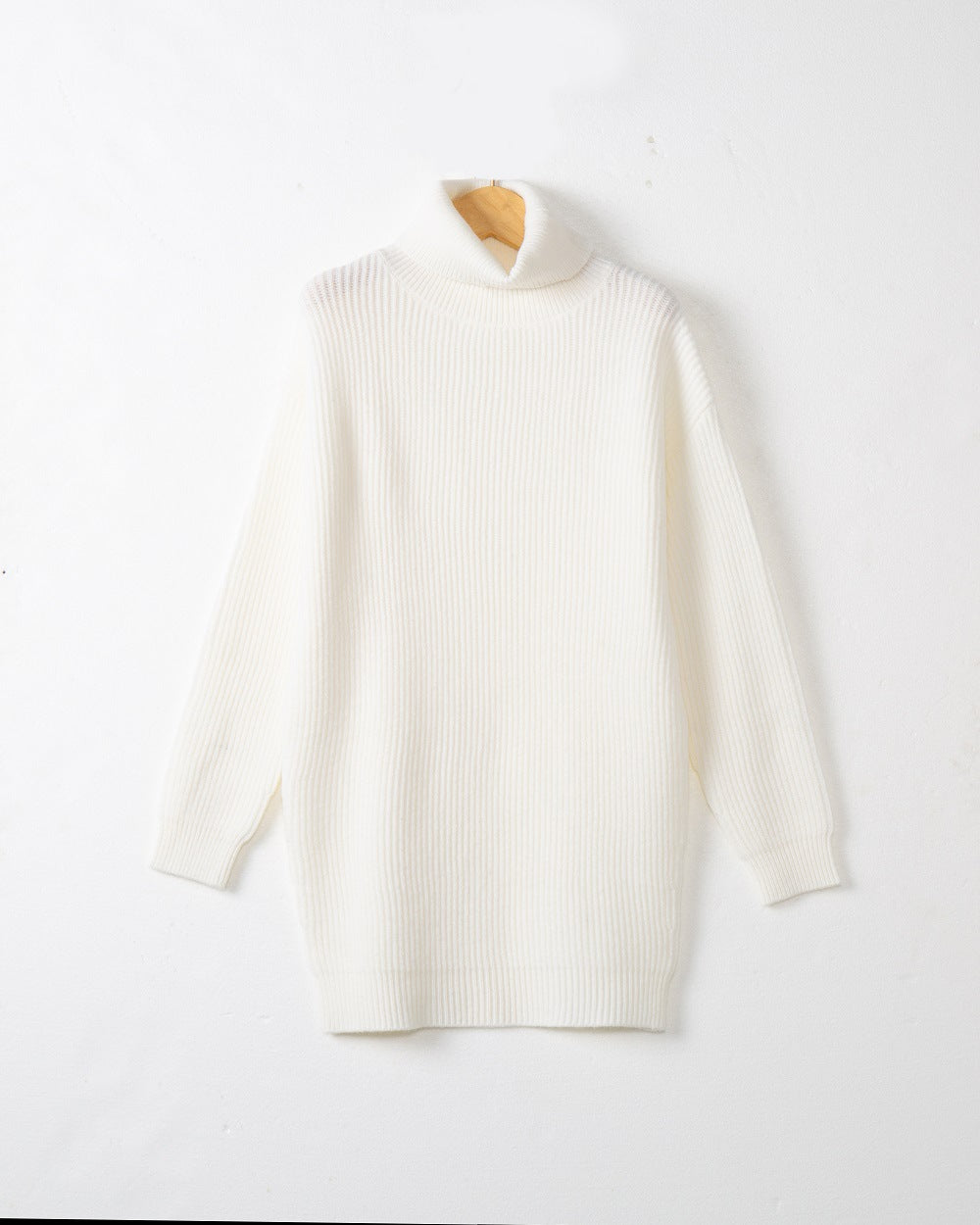 Damen Grobstrick Kleid mit hohem Kragen und weitem Schnitt Heidi-Mode