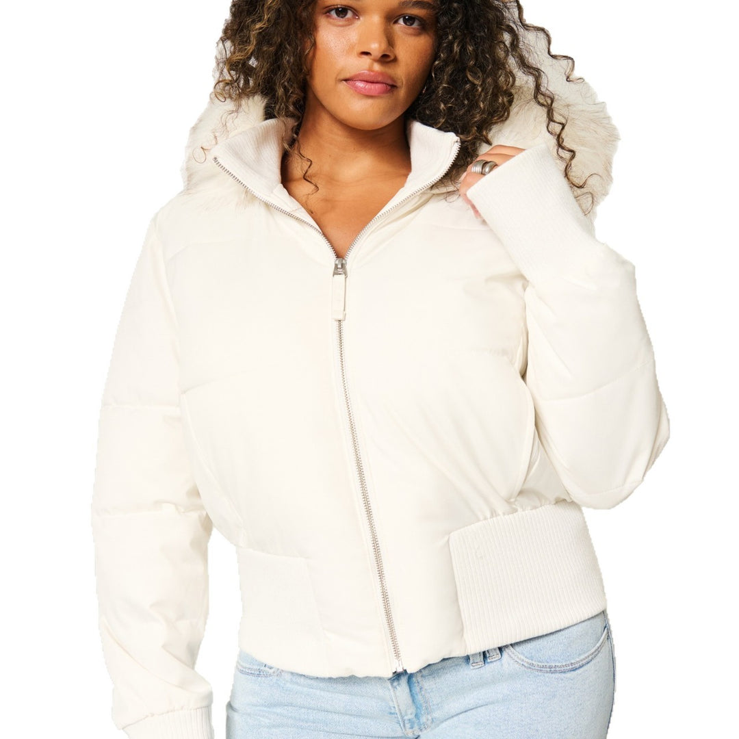 Damen Gestepptes Winterjacke mit abnehmbarer Kapuze und elastischen Bündchen Heidi-Mode